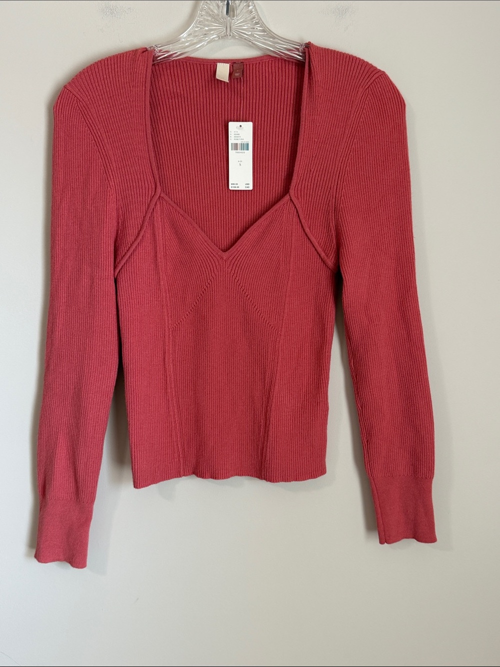 NWT Anthropologie Pilcro Top Ribbed Sweetheart Neck Corset Size S Pink